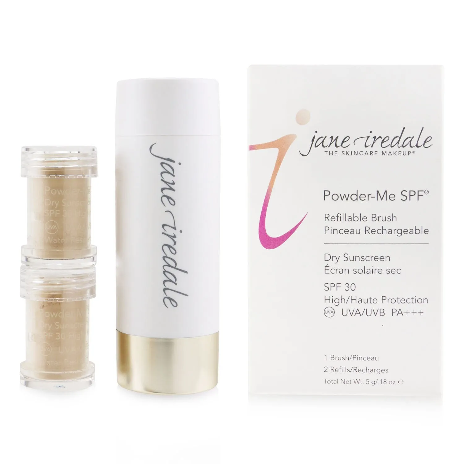 Jane Iredale Powder Me Refillable Brush (1x Brush. 2x Refills) - Translucent  2x2.5g/0.09oz