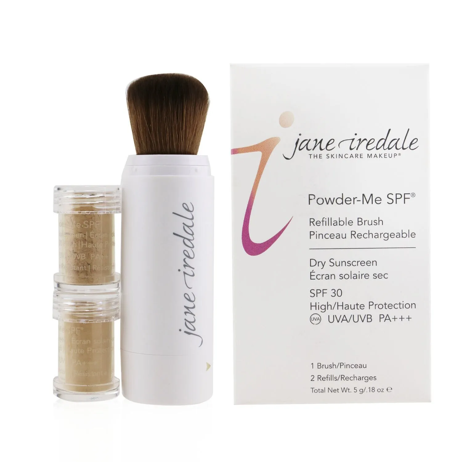 Jane Iredale Powder Me Refillable Brush (1x Brush. 2x Refills) - Translucent  2x2.5g/0.09oz