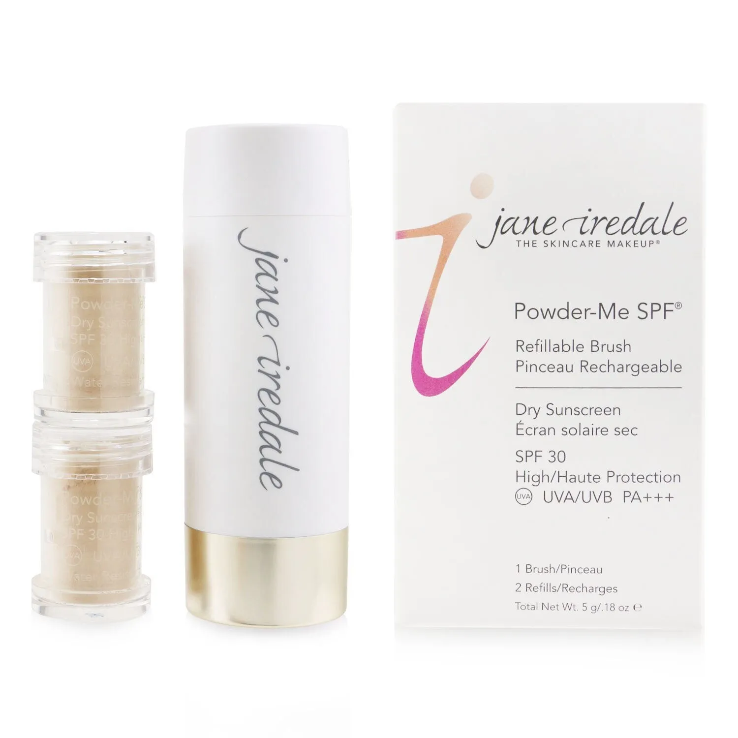 Jane Iredale Powder Me Refillable Brush (1x Brush. 2x Refills) - Translucent  2x2.5g/0.09oz